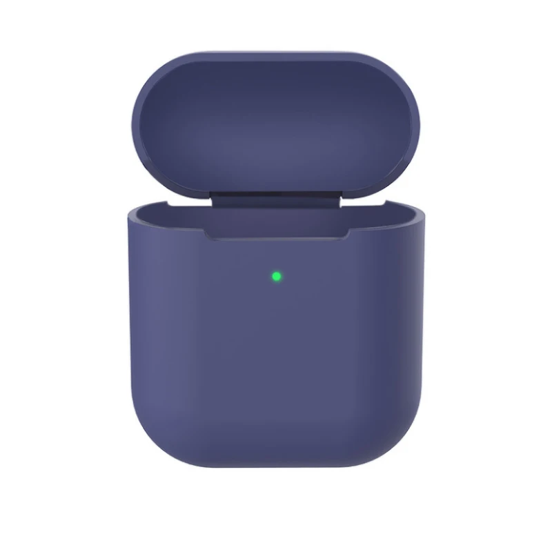 Беспроводной защитный чехол для наушников для Apple AirPods Мягкий силиконовый чехол Bluetooth коробка для наушников Защитный для AirPod Тонкий чехол s - Цвет: Navy Blue
