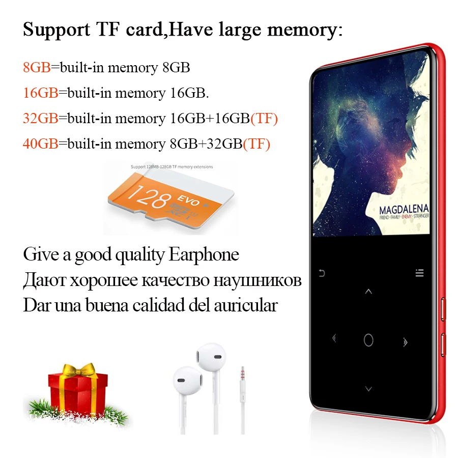 MP4 плеер Bluetooth 4,2 с динамик для наушников электронная книга fm-радио видео MP4 Музыка HiFi плеер тонкий MP 4 Walkman 8 ГБ 16 ГБ 32 ГБ 40 ГБ