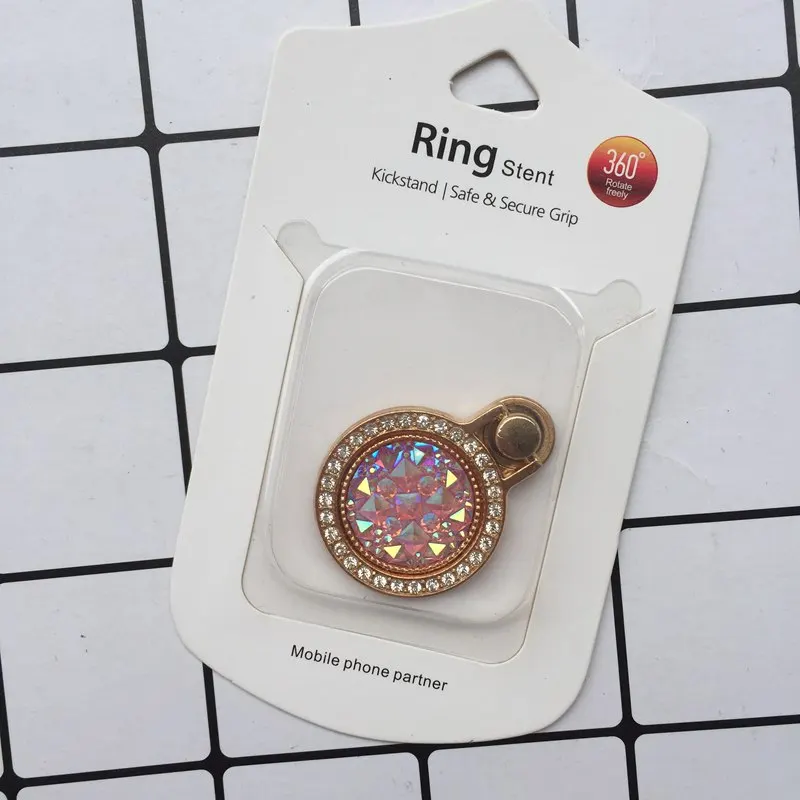 Tfshining Fashion Universal Round Metal Diamond Finger Ring Stent Smartphone Mobile Phone Holder Stand For iPhone Samsung Xiaomi