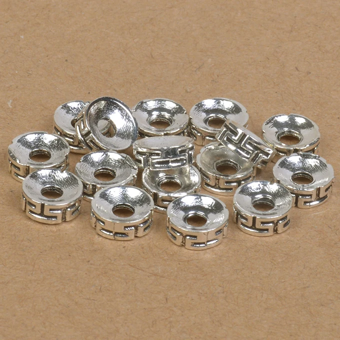 50 шт./лот 8 мм бронза серебро Тибет бусины металлический браслет из тибетского серебра разделительные бусины посеребренные для изготовления ювелирных изделий шарм браслеты DIY