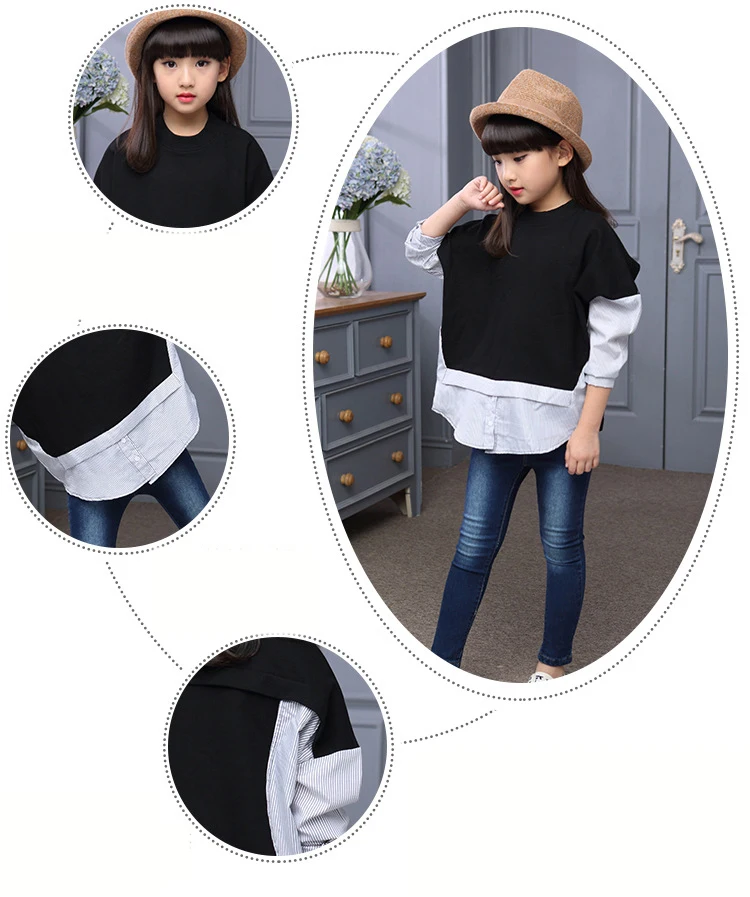long sleeve girls tops blouses children's fashion clothing spring 2018 striped sleeve patchwork blouse shirt baby girl clothes (13)