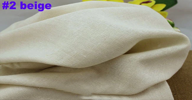 Однотонная льняная ткань для платья, брюк, одежды, скатерти, занавески, хлопок, лен, материал, натуральный лен, обивка, ткань, метр - Цвет: 2 beige