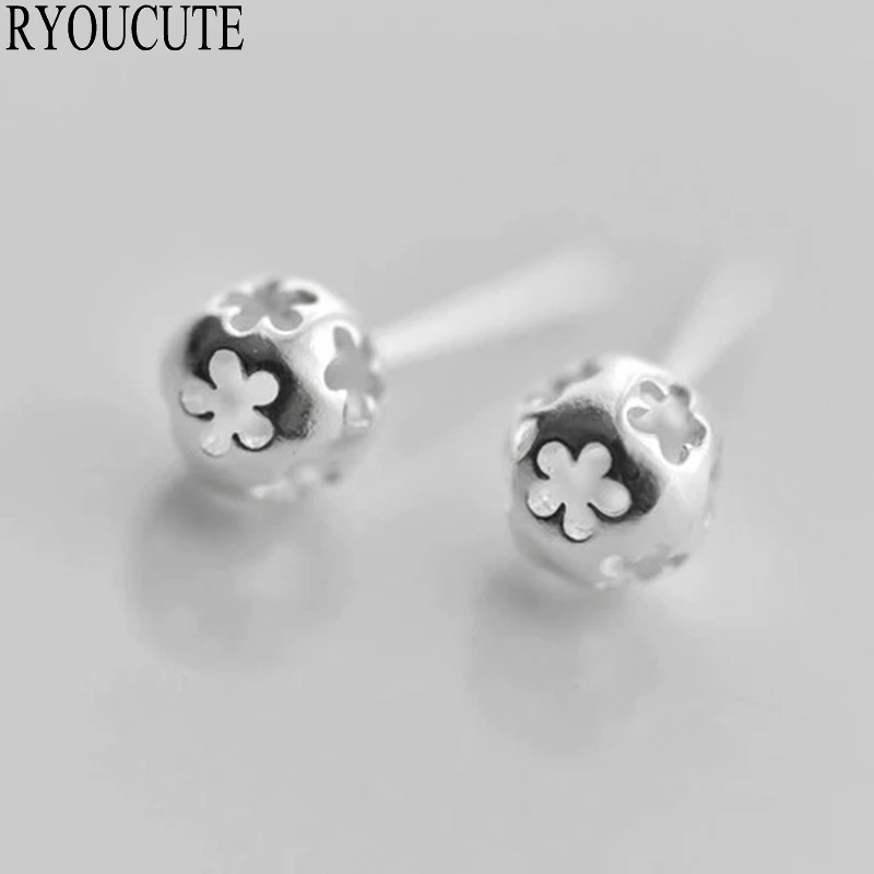 

RYOUCUTE 925 Sterling Silver Ball Earrings for Women Girls Gift Brincos Pendientes de Prata Beautiful Jewelry