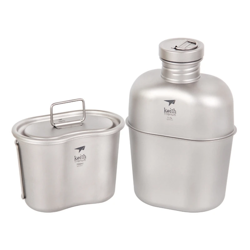 Cena 1800ml Titanium Cup Pot zestaw obiadowy Ultralight zastawa stołowa na zewnątrz zestaw podróży Camping marsz Pot czajnik wodny obiad Box naczynia