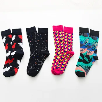 

1 pair men socks cotton funny crew socks cartoon animal fruit dog women socks novelty gift socks for spring autumn winter