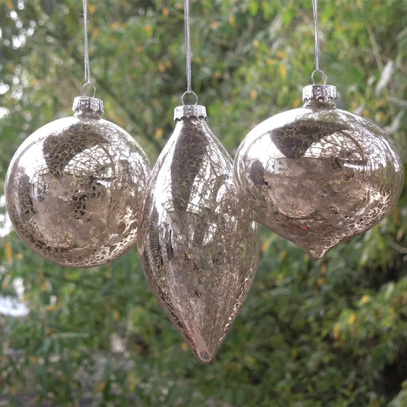 Посеребренный стеклянный шар для рукоделия, Рождественские елочные украшения, Рождественский день, декоративная подвеска, Рождественская елка, висящий глобус, оливковый