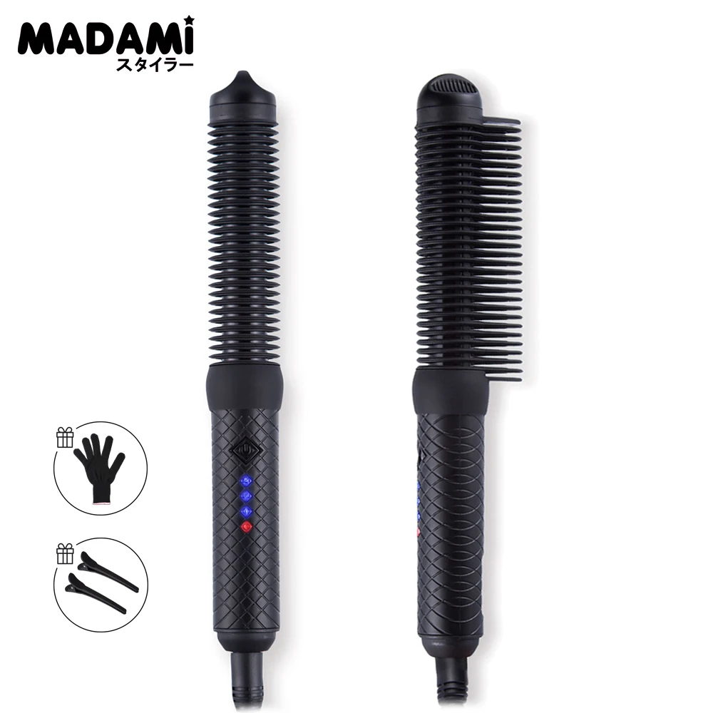 Madami 110-220V Ions Comb Ionic Steam Iron Hair Straightener Straightening Iron Brush Perfect Styler LED Display Long Teeth Tool (8)
