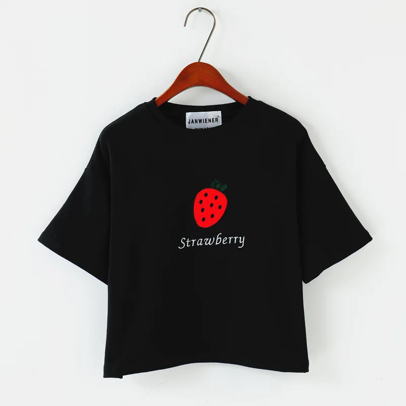 Harajuku стиль моды темперамент футболка печать короткий параграф с круглым вырезом