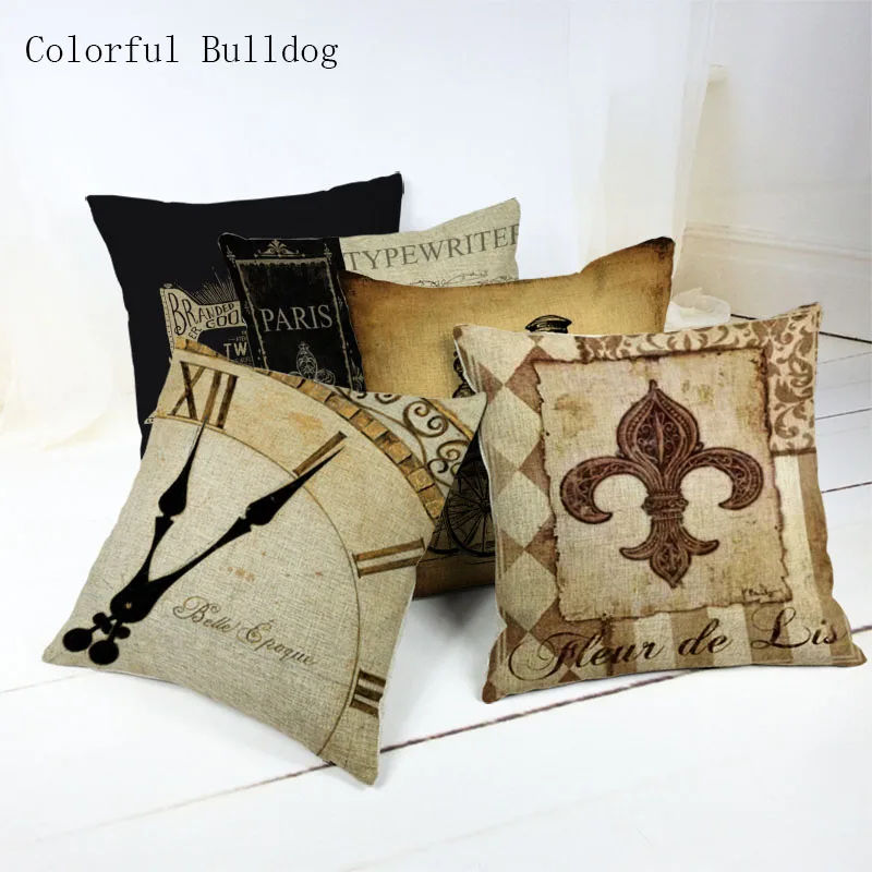 

Vintage Things Cushion Cover Home Hotel Decor Cojines Throw Pillow Square 45*45cm Car Seat Linen Cotton