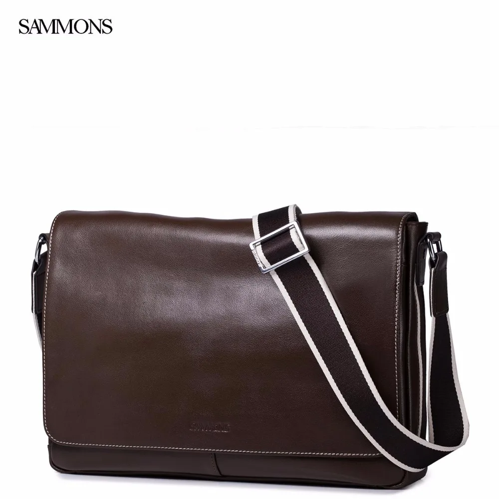 

SAMMONS Brand Design Casual Genuine Cow Real Leather Men Shoulder Bag Crossbody Messenger Bags