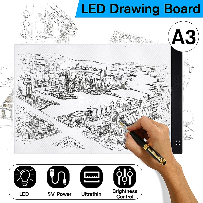 A3 светодиодный графический планшет, светодиодный светильник для рисования, цифровая доска для рисования, планшет для копирования, светодиодный планшет