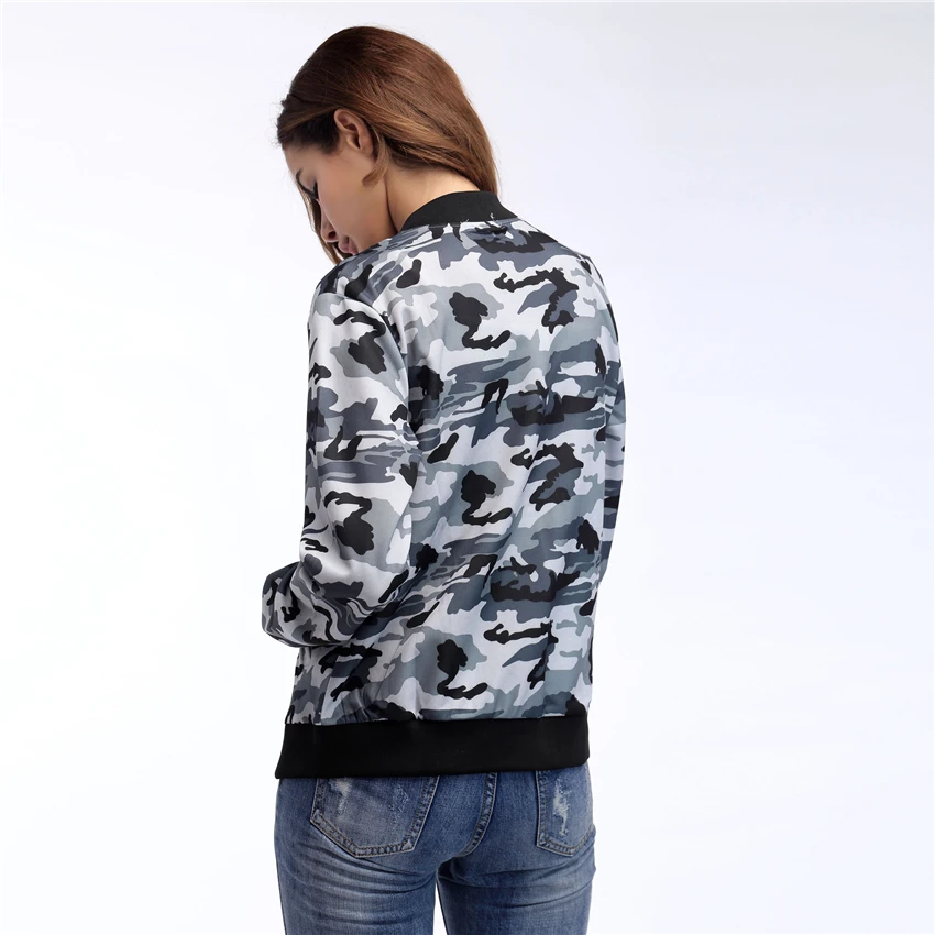 2018 Green Gray Feminina Base Manteau Jaqueta Camouflage D'hiver Femmes Mujer Vestes Bomber Feminino Chaquetas camouflage Casaco Zipper De Casual aUv5twxq