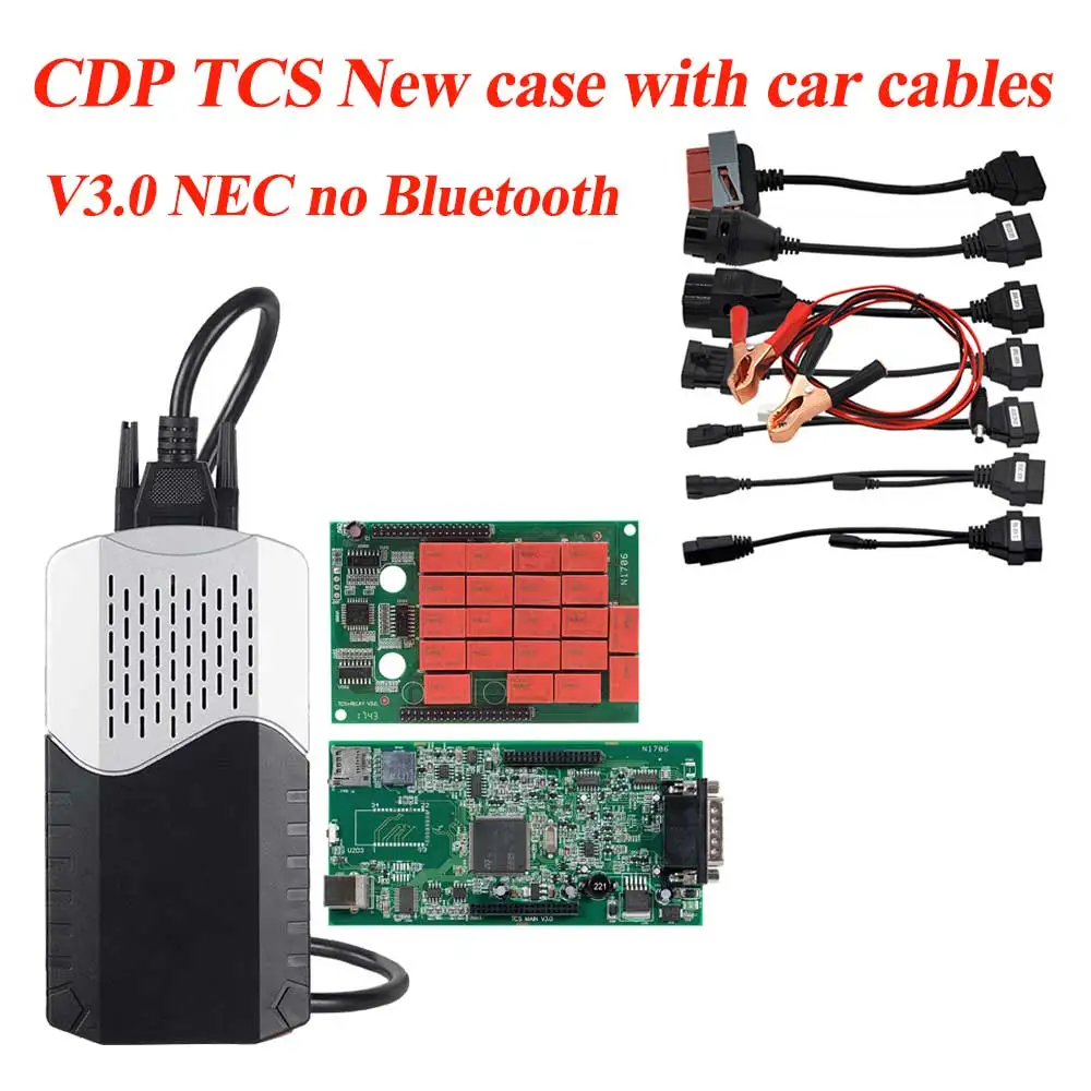 CDP TCS CDP Pro OBD2 Bluetooth. R1 бесплатно активный для автомобилей/грузовиков OBD2 диагностический инструмент OBDII считыватель кодеров с автомобильными кабелями - Цвет: new case no bt cable