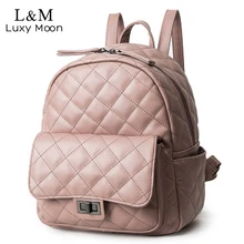 Mujeres Mochilas de Cuero Estilo Simple Mochila Para Adolescentes Bolsas de Tela Escocesa de la Moda Mochila Bolsa de La Escuela Informal mochila Rosa XA5H