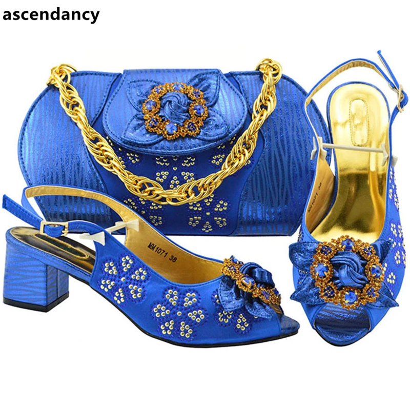 Assorti Le fuchsia bleu Conception Correspondant Or Chaussures water rose Ensemble Pour Italiennes purple Dernière Avec Italie bleu Sac D'été Green Royal Décoré Et Mariage Chaussure Pompes Marine Strass X1qw0B