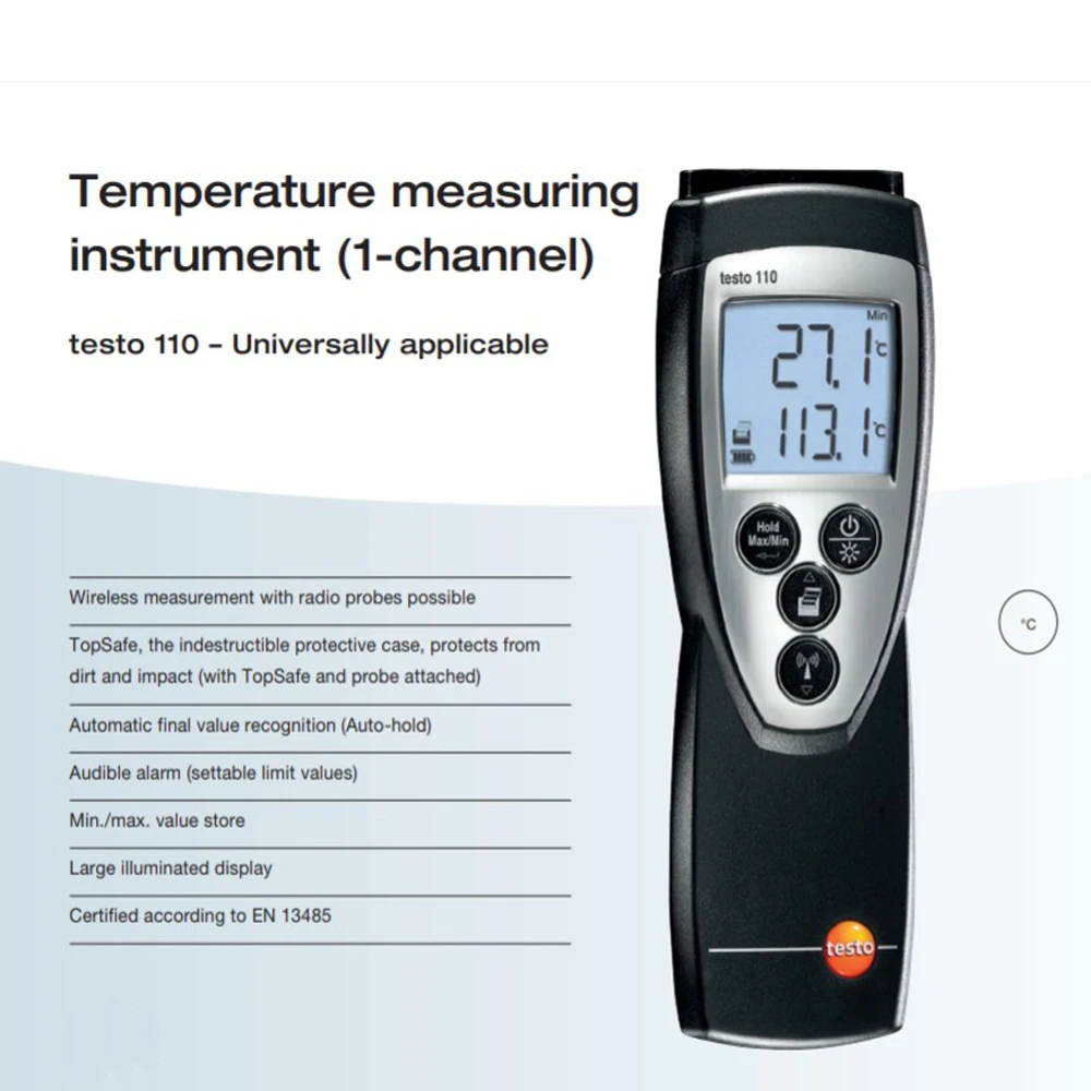 

Testo 110 Digital Temperature Meter with Sound Alarm -50 To 150 Degree Thermometer for Refrigerator Cold Storage Room Portable