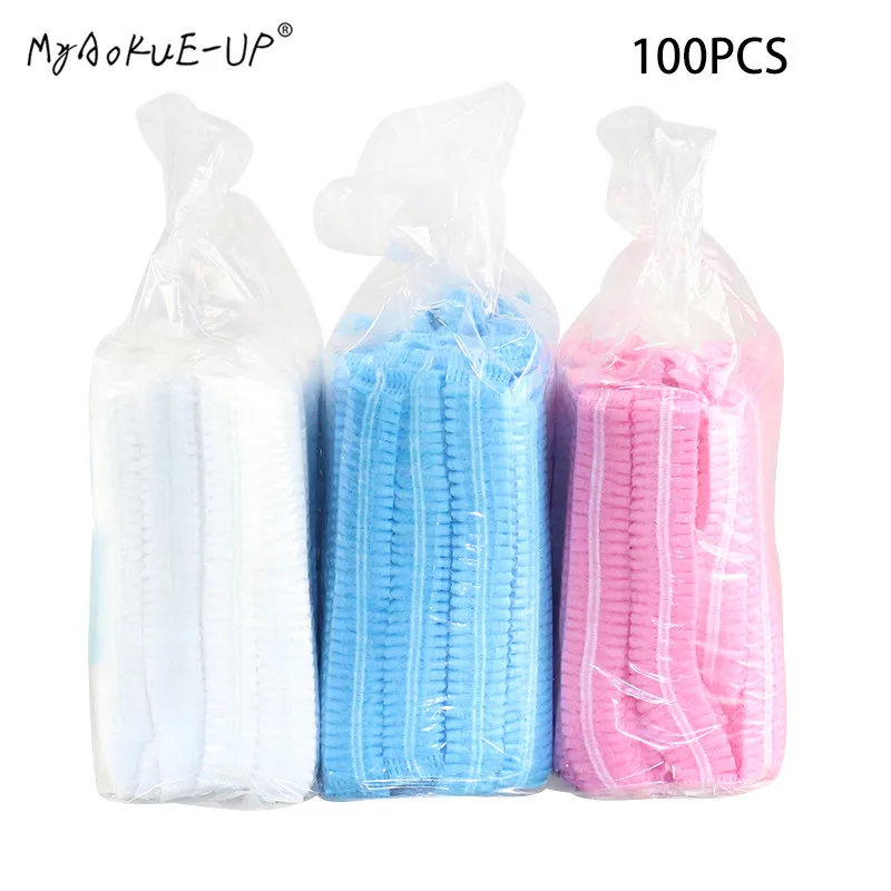 100pcs/lot Disposable Shower Caps Salon Home Elastic Cap Grafting Lashes Eyelash Extension makeup tool