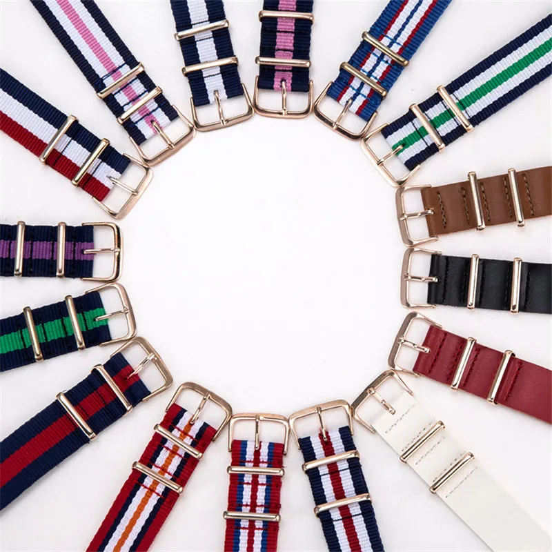 

Fashion Brand Women Watches Canvas Strap Nylon Band Top Brand Watch Accessories Pin Fastener Nylon Belt Ladies Watch Strap