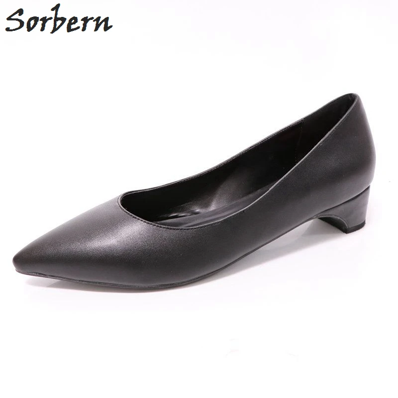 Sorbern/женские туфли-лодочки с острым носком на каблуке-рюмочке; мягкая удобная обувь из органической кожи без застежки; настоящая фотография; Изящные женские туфли-лодочки - Цвет: Черный