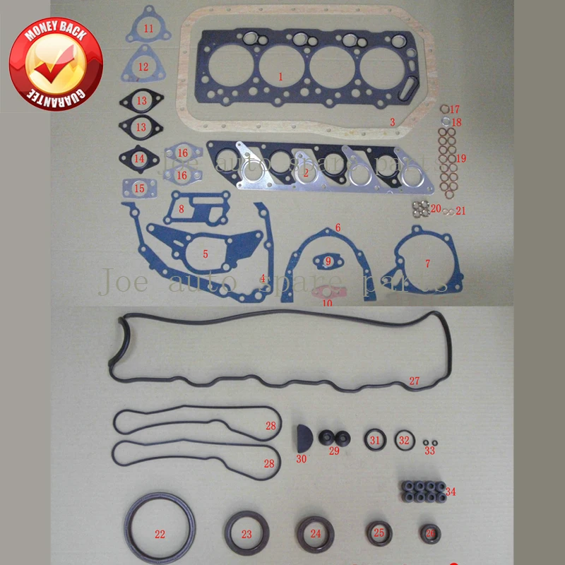 Полный комплект прокладок двигателя 4D56 4D56T для Mitsubishi Montero/L200/L400/CANTER 2477CC 2.5TD 1986 2003