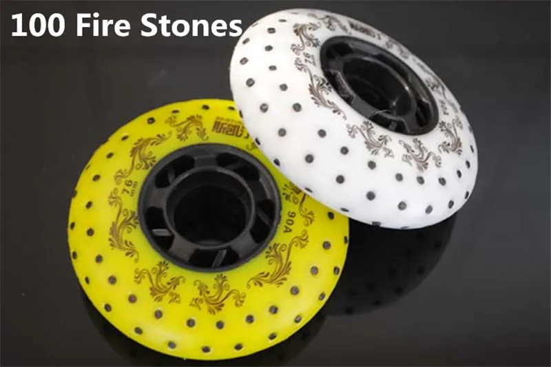 Japy Skate, 8 шт., 3rd Fire Stones Sparking, роликовые коньки 90A, тормозные, огненные каменные колеса с 50, 100 шт., огненные камни - Цвет: White 72MM 100 Stone