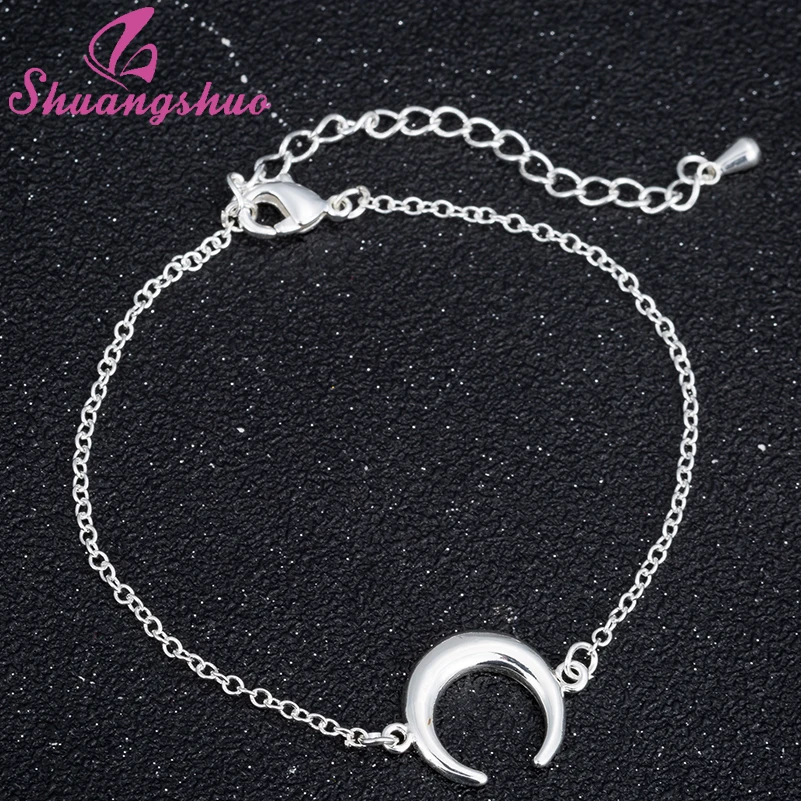 

Shuangshuo 2018 Vintage Moon Charm Bracelets For Women Half Moon Chain Link Bracelet homme Bracelets & Bangles Fashion Jewelry