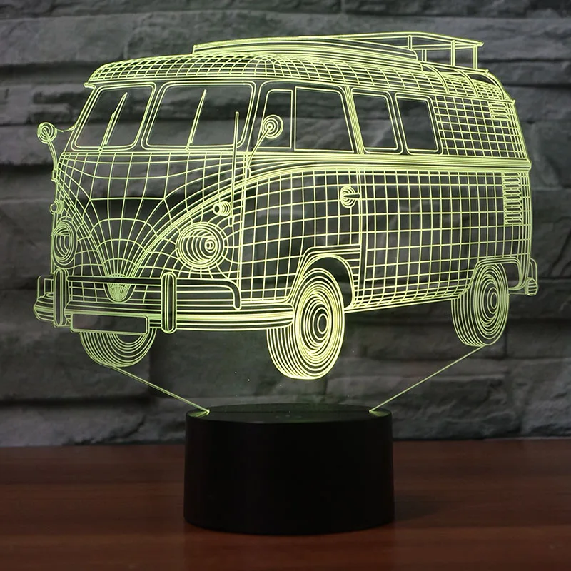 3D иллюзия ночника классический автомобиль 7 Изменение цвета для детей подарок или домашний Декор лампы