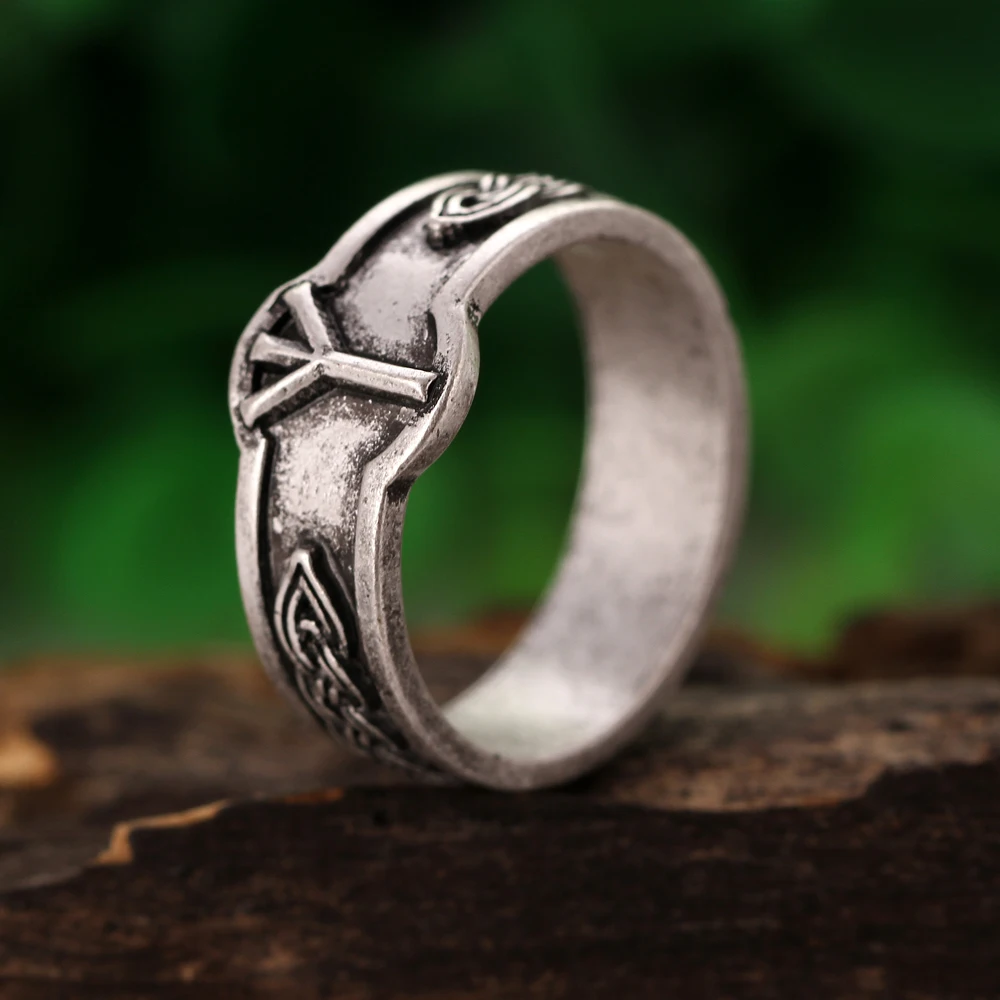 

1pc Viking Algiz Z Rune Rings Men women Algiz Symber Signet Runic Ring God rings Anel Bague