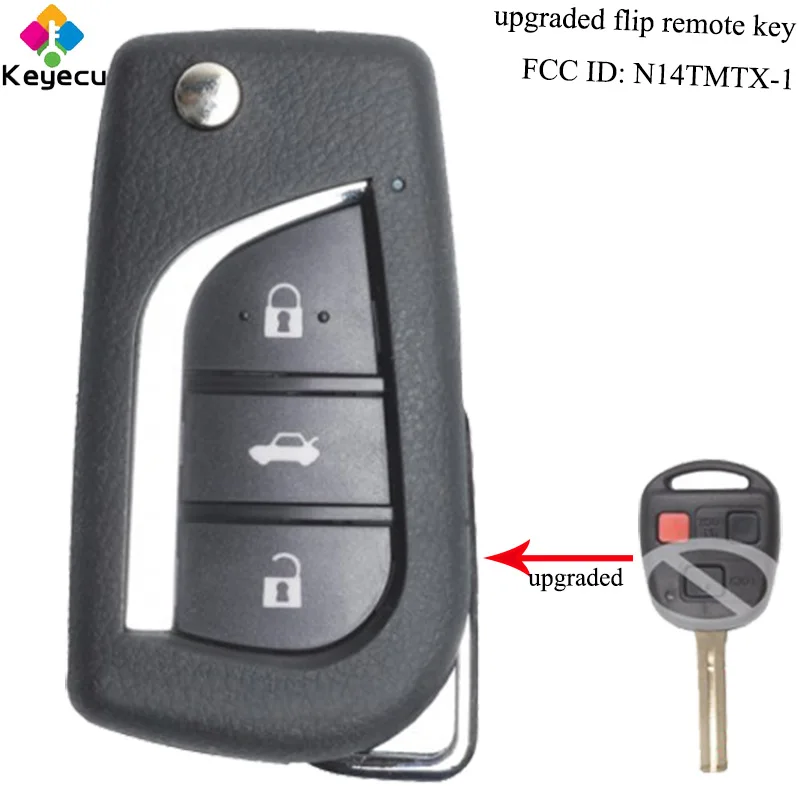 

KEYECU Replacement Upgraded Flip Remote Car Key - 3 Buttons & 312MHz & 4C Chip - FOB for Lexus RX300 1999-2003 FCC ID: N14TMTX-1