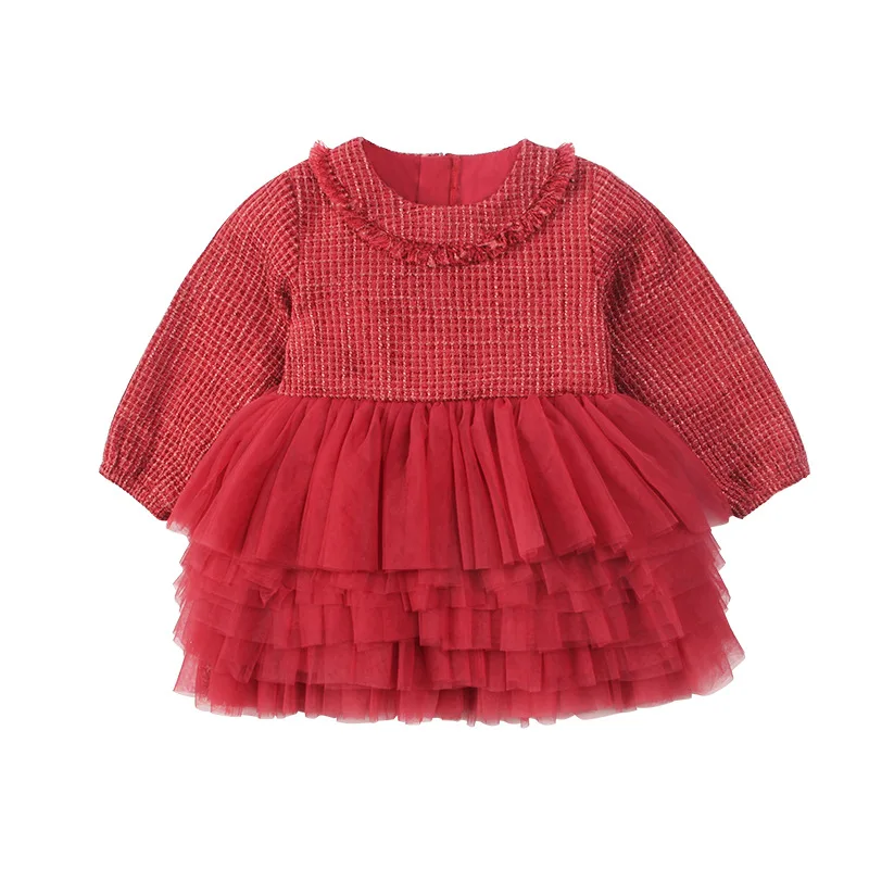

Girl Dress Party Birthday Wedding Princess Toddler baby Girls Christmas Clothes Children Kids Girl Layered Dresses red 0-4Y