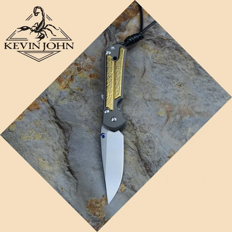 Kevin John Mini Trumpet Sebenza 21 Flipper M390 Blade Folding Knife Titanium Carbon Fiber Handle Camping Outdoor EDC Tools - Цвет: Цвет: желтый