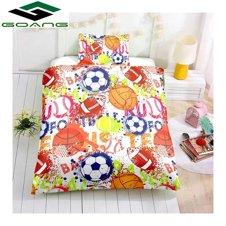 

GOANG 3d digital printing Children's football bedding Set 3pcs Bed Sheet Duvet Cover Pillowcase Boy's room decoration bedding