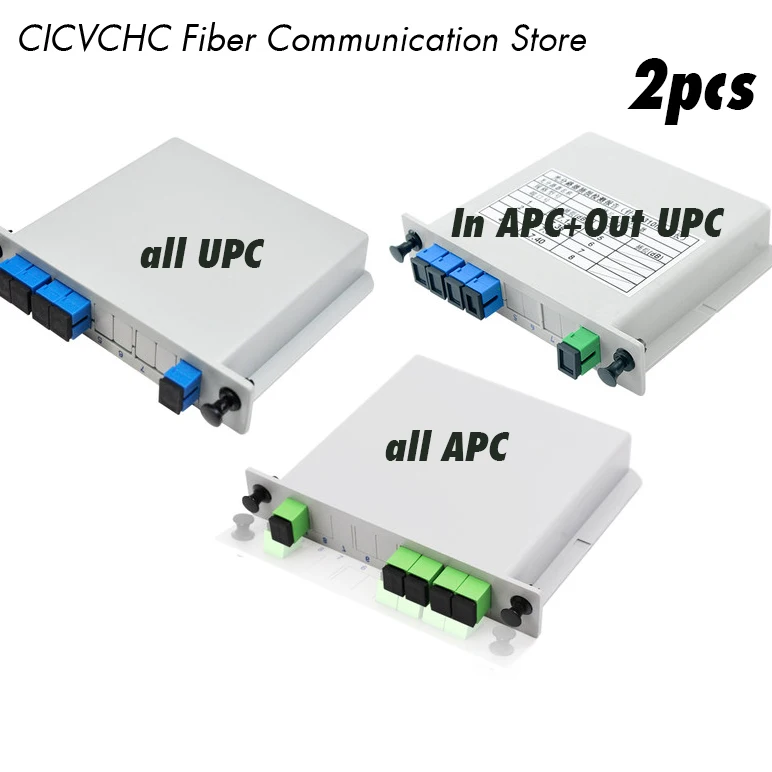 2 шт. 1x4 PLC волоконный разделитель, Mini Plug-in типа, одиночный режим, с разъемом SC/Кассетная карта вставки
