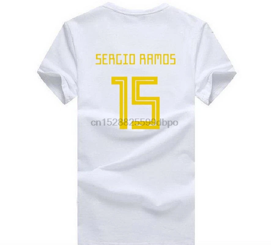 

2018 Fashion Sergio Ramos 15 T Shirt Footballer Top Tee Men 100% Cotton O Neck T Shirt