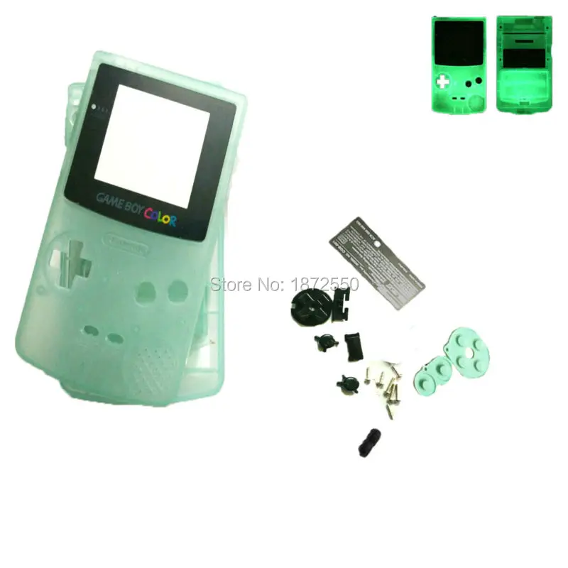 

New ForGameboyDark Green Color Housing Shell Fluorescent Case For Glow Cover With Plastic Screen Lens X/Y Screwdrivers