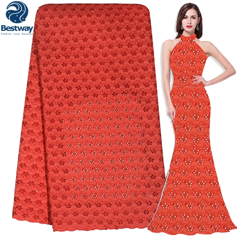 

Bestway Soft African Swiss Cotton Lace Material latest 2019 African Embroidered Fabric Dry Lace High Quality With Stones SL0430