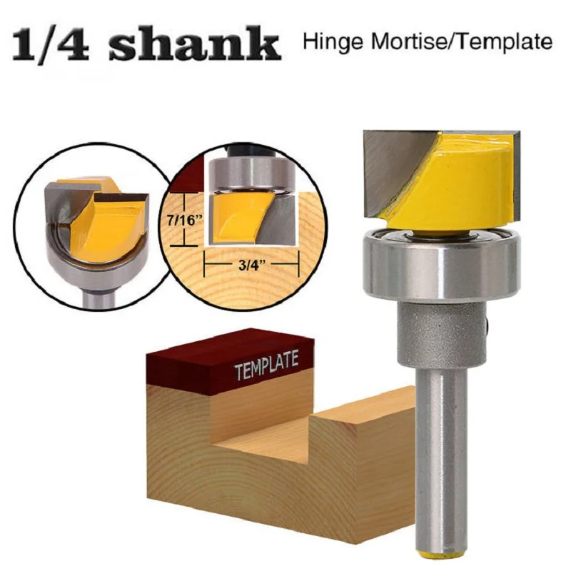 

1pc 1/4 Inch Shank Hinge Mortise/Template Router Bit Woodworking cutter 1/4" 6.35mm Shank Tenon Cutter for Woodworking Tools