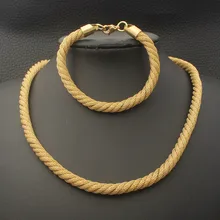 Простые Ювелирные наборы из нержавеющей стали, ожерелье и браслет Серебряного и золотого цвета, набор для женщин, стиль, цепочка с джокером SFHZAAAJ