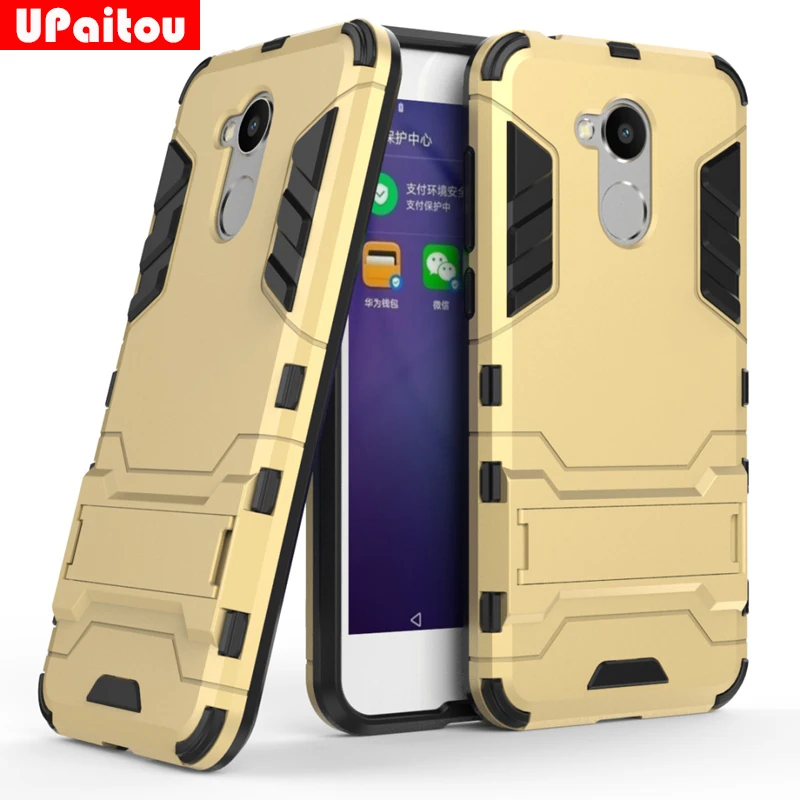 UPaitou Case For Huawei Honor 6A Hybrid TPU PC Iron Man Armor Shield for Stand Holder Back Cover |