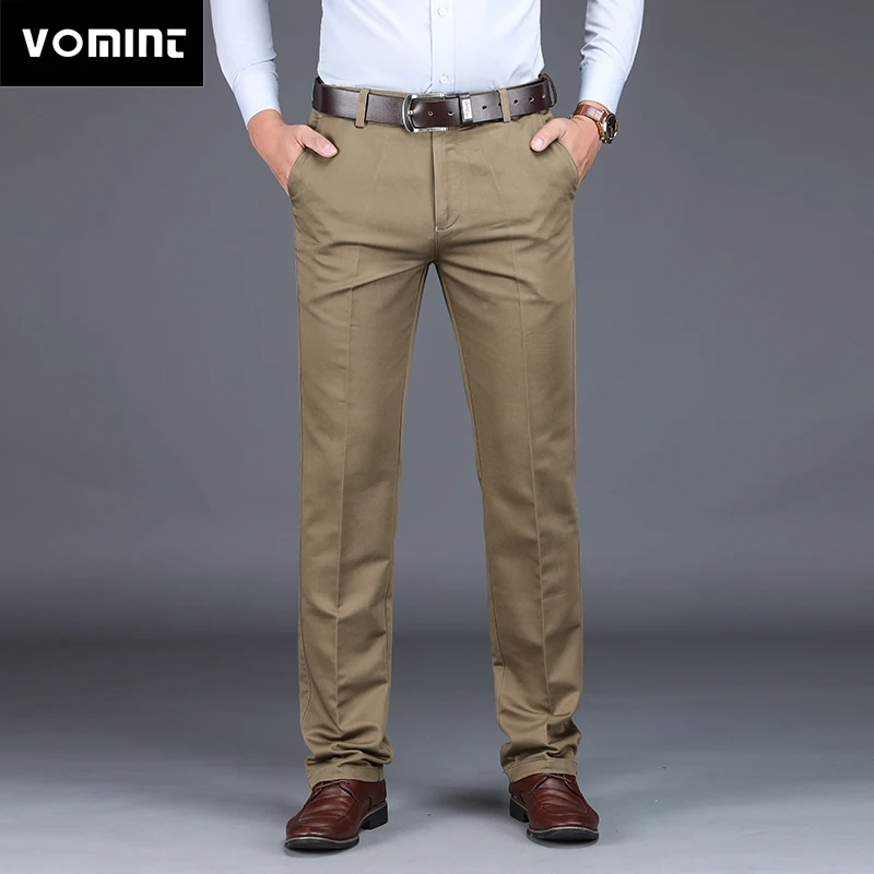 

VOMINT 2019 Mens Suit pants Fashion Stretch Slim Straight Men Pant Anti Wrinkle Casual Business Quality Trousers Male Winter