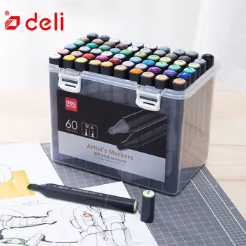 

Deli 24/36/48/60 Colors Art Marker Dual Tips 1-7 mm Fine Brush Markers Pen Water Based Ink Marker For Drawing Manga Art Supplies