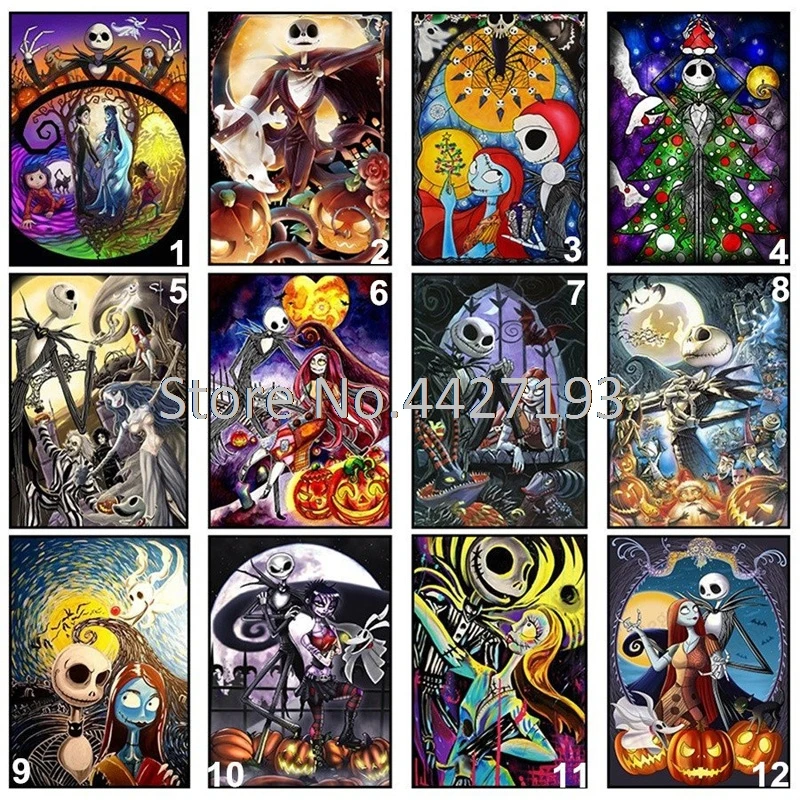 

Diamond Embroidery 5d Painting Nightmare Before Christmas Jack and Sally DIY Full Square Drill Diamond Painting Crystal Mosaic