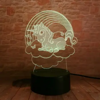 

Unicornio Party Model 3D Illusion LED NightLight Luminous Colorful Touch Flash Light Desk Lamp Unicorn Figure Toys Best gift