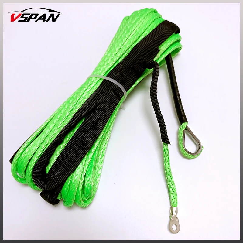 Wholesale Green Synthetic Winch Rope Cable Line With Hook 4.8MM*15M