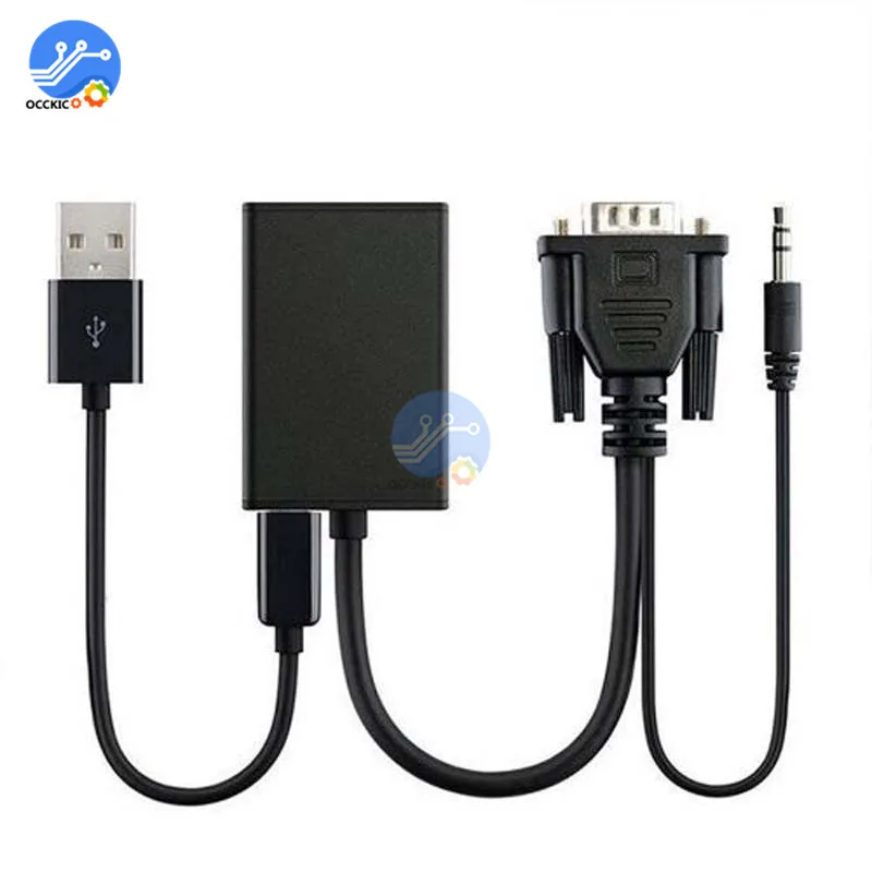 HDMI to VGA Adapter Male To Famale Converter Connector Adapter Video Audio Cable For PC Laptop Tablet