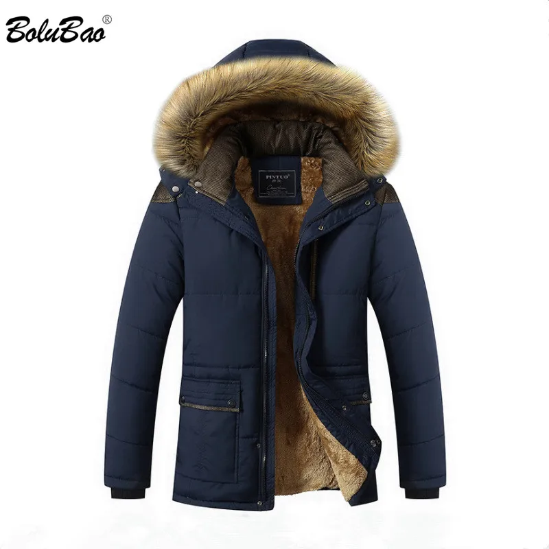 BOLUBAO Для мужчин зимние парки Пальто Мужская Мода Брендовые однотонные Цвет на молнии теплая Толстая куртка с капюшоном мужской Повседневные куртки, верхняя одежда