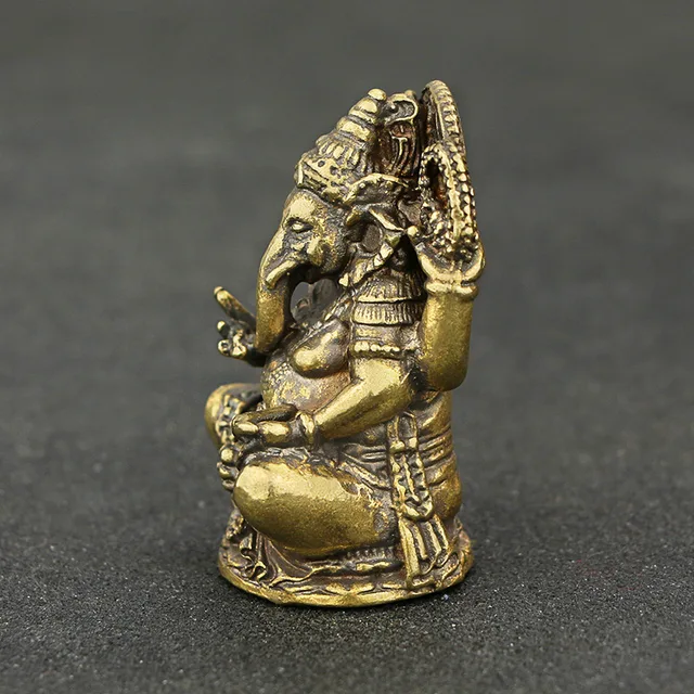 Mini Statue Vintage Ganesha en laiton, Statue de poche inde thaïlande, éléphant, Sculpture de dieu, pour la maison, le bureau, décoration, cadeau 4
