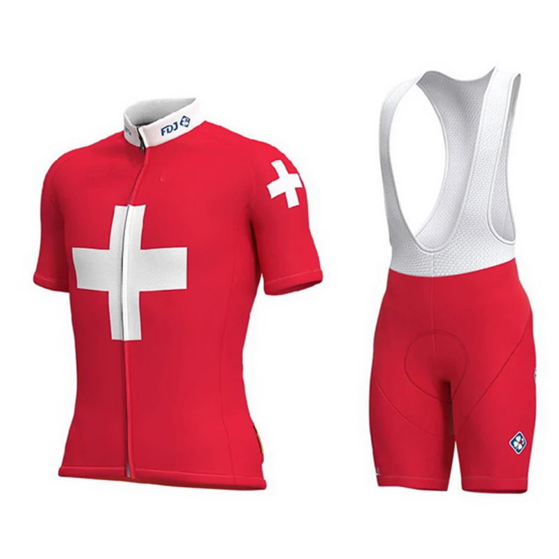

2019 team fdj red cycling jersey set Bicycle maillot breathable MTB quick dry bike cycling clothing Ropa ciclismo 12D gel pad