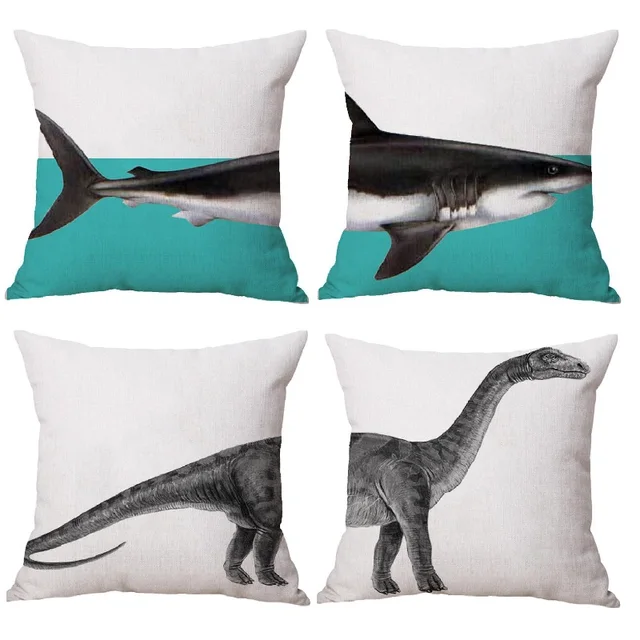 Cushion Cover Shark Dinosaur Splicing Printed Linen Throw Pillow Mesmerizing Shark Decorative Pillow Cushion Cover Shark Dinosaur Splicing Printed Linen Throw Pillow Mesmerizing Shark Decorative Pillow