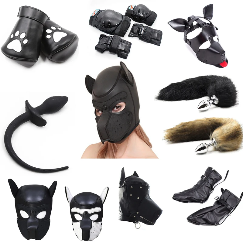 BDSM Dog's Paw Glove Crawl Bondage Padded Puppy Play Cosplay Dog Hood Mask Fox Tail Boots Fetish RolePlay Costume Adult Sex Toys |